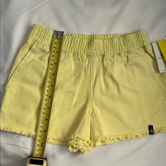 Volcom Yellow Jean Shorts with Frayed Hem - Picture 5 of 10